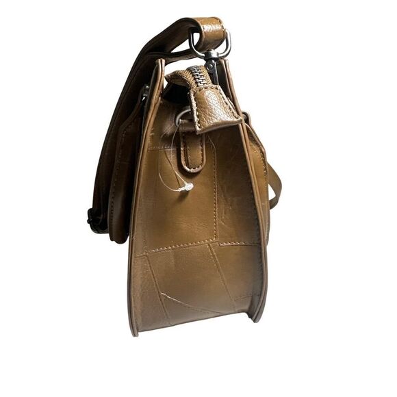 NWT La Terre Fashion Tan Vegan Leather Convertible Crossbody Satchel Purse Bag - Picture 5 of 16